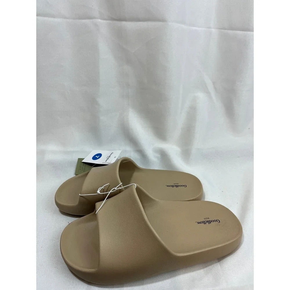 Goodfellow & Co Mens Tan Foam Slide Sandals Size 7 Contoured Footbed Neutral